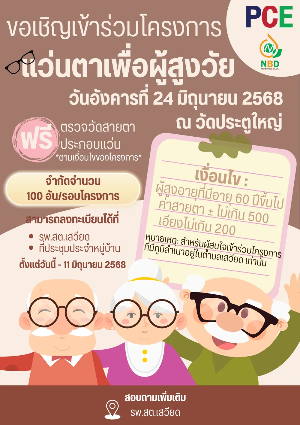 โครงการตรวจวินิจฉัยสายตาประกอบแว่นสายตาเพื่อผู้สูงอายุครั้งที่ 1 ประจำปี 2568