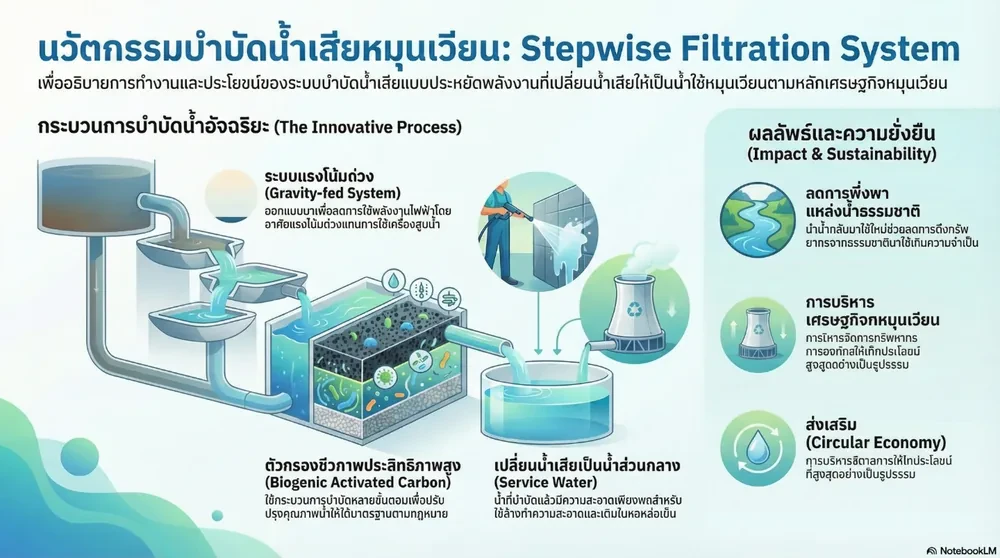 โครงการนวัตกรรมการหมุนเวียนน้ำและระบบการกรองพลังงานเป็นศูนย์ (Water Circularity and Zero Energy Innovation)